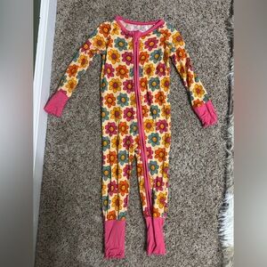 Little One Shop Retro Flower One Piece Pajama - Pink and Orange floral